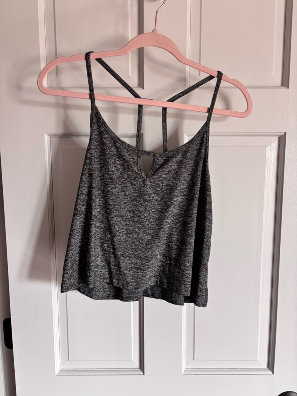 Yoga Crop Women's Gray Strappy Tank Top - Casual Everyday Cami